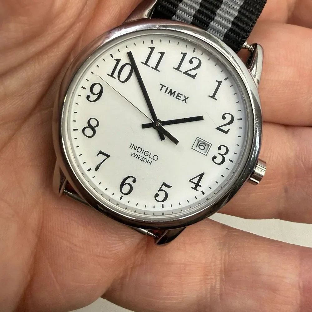 TIMEX Men's TW2P81300 Easy Reader Indiglo White Dial 38mm 2 Bands EUC